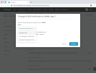 Selecting a different signing key for a service provider